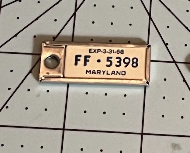 Mini License Plate Key Chain RARE Vintage DAV Disabled Veterans Maryland 1968 - Image 1 of 1