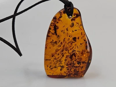 Collana con ciondolo in vera ambra molto grande catena di ambra Shcmuck - Immagine 1 di 4