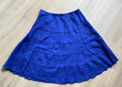 Soft Surroundings Dark Blue Tiered Midi Skirt Summer Lightweight 100% Linen | PM - Image 1 of 4