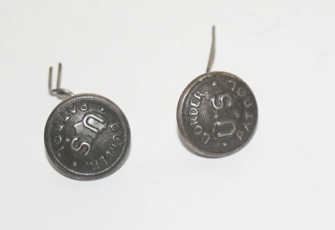 Antique 1920s US Border Patrol Uniform Button Superior Quality LOT of 2 Cover