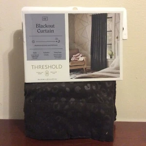 Threshold Blackout Embossed Velvet Rod Pocket Curtain Panel 50x84" Black* - Picture 1 of 3