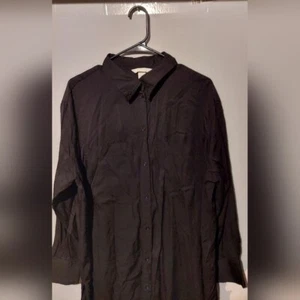 H&M Shirt Dress Size XL Black Button Down Long Sleeve Minimalist Brunch Casual - Picture 1 of 8