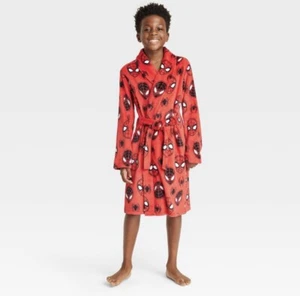 marvel spiderman plush robe boys size XS tie plush sleepwear loungewear 4/5 - Picture 1 of 2