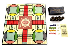 Antique 1918 PARCHEESI Popular Edition Board Game ~ Backgammon Game of India - Picture 1 of 13