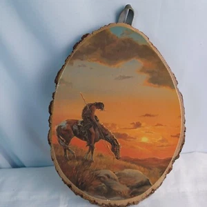 Quadro Targa Vintage Fine Sentiero Nativi Americani Fetta Legno Fiume Indiano - Foto 1 di 6