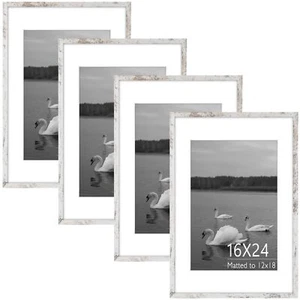 16x24 Picture Frames Mat for 12x18 Photos HD Plexiglass Wall Mounting 4 Pack - Picture 1 of 9