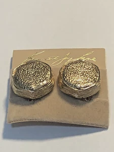 Kenneth Jay Lane KJL Large Gold Gum Drop Clip Earrings - New Old Stock - Picture 1 of 8