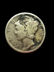 Moneda de diez centavos de mercurio 1927 circulada grado tu - Imagen 1 de 2
