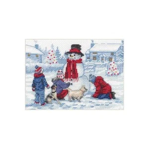 Dimensions Counted Cross Stitch Kit - Building A Snowman - Picture 1 of 2