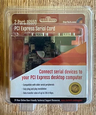 StarTech pex2s550 | 2 Port PCIe 16550 Serial Adapter Card | RS232 | New In Box - Image 1 of 3