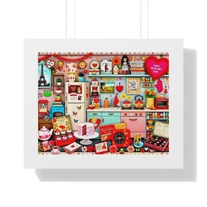 Kitsch Retro Valentine's Day Framed Poster Gifts for Her, Wall Art Home Decor - Picture 1 of 10