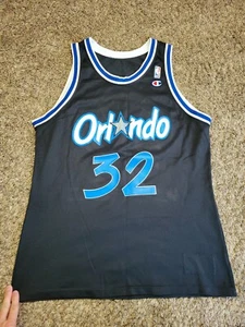 Vtg Orlando Magic NBA Basketball Shaquille Shaq O'neal Jersey Champion SZ 44 L - Picture 1 of 14