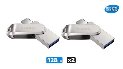 Sandisk Ultra Dual Drive Luxe 128GB USB 3.1 Type A & Type C Flash Drive (2 Pack) - Image 1 of 4