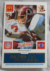 1986 McDonald's ALL Star Team Joe Jacoby Redskins Football Card (2)  - Picture 1 of 1