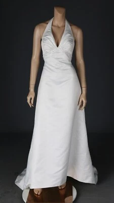 Galina Style V8798 Ivory Beaded Halter A-Line Wedding Dress sz 6 - Image 1 of 4