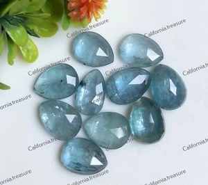 Aqua Kyanite Rose Cut 9x12mm Pear Shape Gemstone 10 Pcs Lot For Jewelry Making - Picture 1 of 3