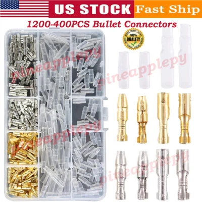 400/1200PCS Male & Female Bullet Electrical Wire Crimp Connectors Terminals Kit - Image 1 of 4