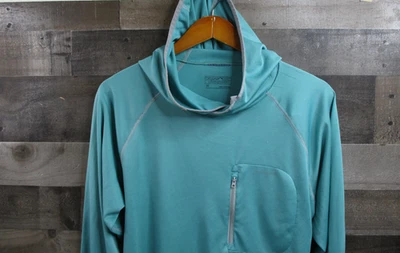 Patagonia Sudadera con Capucha Para Hombres Mediana Verde azulado Camisa para Sol Agujeros para Pulgar Cremallera Bolsillo Top 52657 Foto 1 de 4