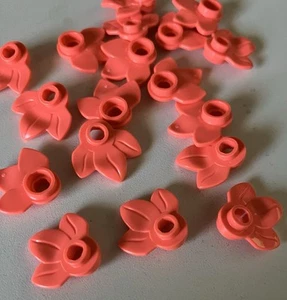 LEGO 100 New Pieces Vibrant Coral Plant, w/ Plate 1X1 (32607) leaf flower - Picture 1 of 2