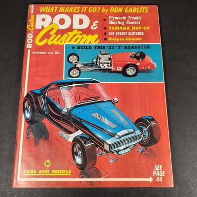 Rod & Custom Magazine September 1965 Don Garlits Yamaha Hot Rod Plymouth - Image 1 of 4