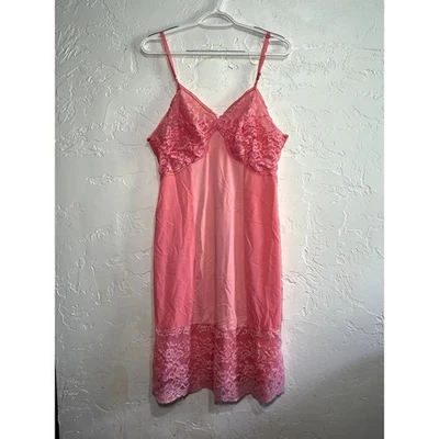 Penney's Adonna vintage pink lace nylon slip womens medium coquette fairycore  - Image 1 of 4