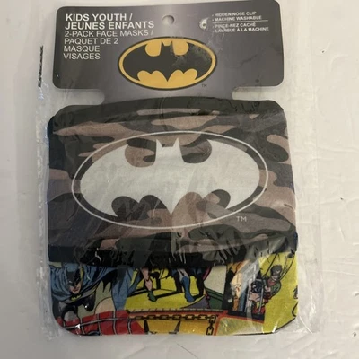NEW SEALED DC Comics Camo Batman Face And Justice League Masks  2Pack Washable - Image 1 of 2