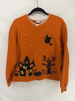 Moletom vintage feminino branco veado Halloween enfeitado tamanho grande bruxa - Imagem 1 de 4
