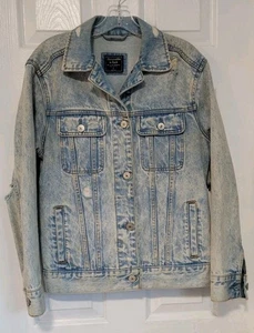 Abercrombie and Fitch Distressed Denim Jacket Oversized Womens Size Small  - Picture 1 of 6