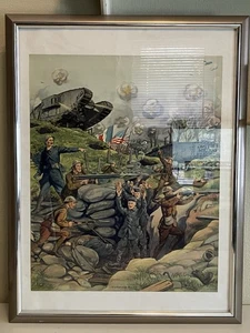 Primera Guerra Mundial Primera Guerra Mundial "Aliados victoriosos" 1918 James Lee Impresión Póster Hermoso Marco - Imagen 1 de 10