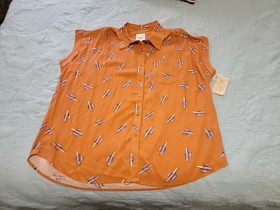 Camisa abotonada para mujer, algodón y centeno, talla XXL, Western/Cactus - ¡NUEVA CON ETIQUETAS!! Foto 1 de 4