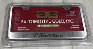 Cadillac License Plate Frame Stainless Steel SILVER Color- Au-tomotive Gold - Picture 1 of 3