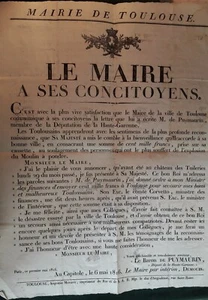 Affiche relative à l'explosion en 1816 de la poudrerie du Ramier à Toulouse. - Picture 1 of 1