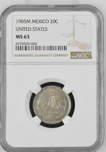 1905 M Mexico 20 Centavos United States NGC MS 63 - Picture 1 of 2