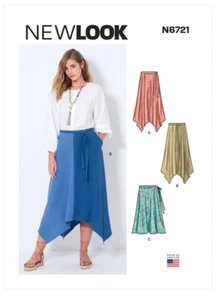 Pañuelo falda corbata New Look patrón sin cortar 6721 para mujer 10 12 14 16 18 20 22 - Imagen 1 de 2