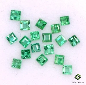 Esmeralda Natural Corte Cuadrado 1.60MM Lote 18 Piezas 0.44 Cts sin Tratar - Picture 1 of 4