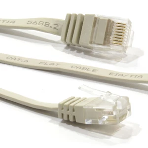 10m FLACH CAT6 Ethernet Internet LAN Patchkabel Low Profile Gigabit RJ 45 BEIGE - Bild 1 von 4