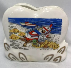 FROM Greece Ceramic Napkin/Letter Holder Hand Made & Painted Beautiful Art - Picture 1 of 13