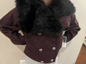 CHAQUETA JUICY COUTURE LANA FUNDIDA TRIME CABERNET OSCURO #MD (6-8) $348 - Imagen 1 de 5