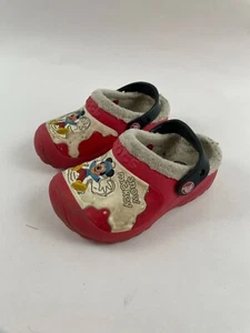 Crocs Clogs Kids Size 10/11 Slip On Red Snow Angel Mickey Mouse - Picture 1 of 6