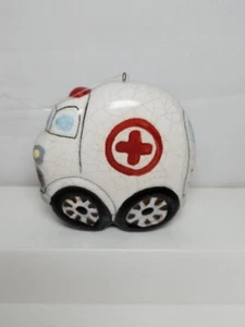 Ambulance Christmas Ornament EMS Paramedic Ceramic Crackle Finish 3.5" H - Picture 1 of 9