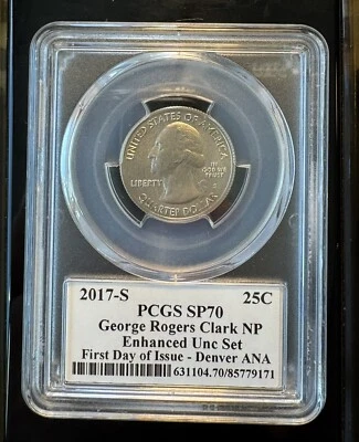2017-S 25C GEORGE ROGERS CLARK NP Enhanced Unc Set SP70 FDOI Denver ANA Nickel C - Image 1 of 2