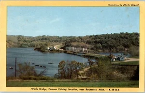 VTG. White Bridge Famous Fishing Location Near Rochester Minn. K-19-D-4 - Picture 1 of 2