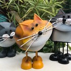 Metal Cat Ornament Garden Figurine Ginger Grey Black Bobbin Cat Ornaments Gift