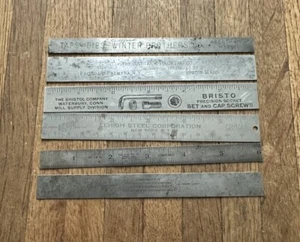 Lot 6 Vintage Steel Machinist Rulers With Tool Company Advertising Starrett B&S - Picture 1 of 11