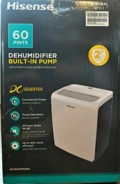 Hisense 100-Pint 3-speed Inverter Dehumidifier with Built-in Pump (DH10019TP1WG)