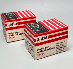 2x Boxes 40 GEPE 24x36 Double Glass Slide Binder Mounts Photo Projector Tin 2mm - Picture 1 of 7
