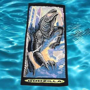 Vintage Godzilla Toho Beach Bath Towel Rare HTF 1998 EUC Bright Colors 26x52 - Picture 1 of 9