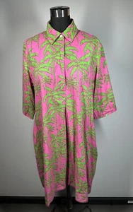 Mary Marshmallow dress tunic Pink Green  Palm Tree novelty print women's S/M - Picture 1 of 18