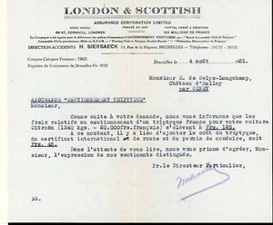 Lettre + enveloppe timbrée adressées au Baron Edgard de Selys Longchamps de Lond - Picture 1 of 2