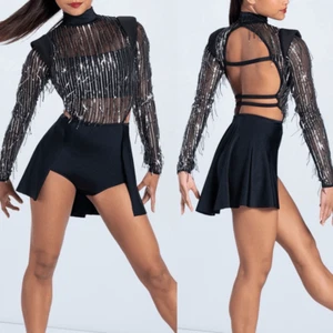 Weissman elite dance costume silver sequin Kill The Lights NV13199 IC- child 7/8 - Picture 1 of 12